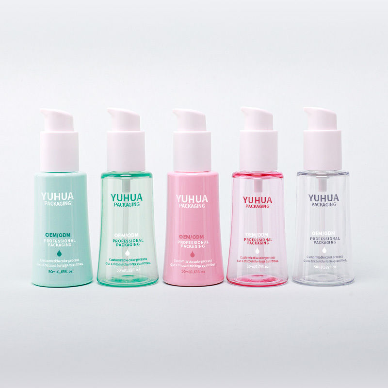 Plastic gezichtslotion pomp fles 50ml conische olie serum fles voor effectieve huidverzorgingsoplossingen