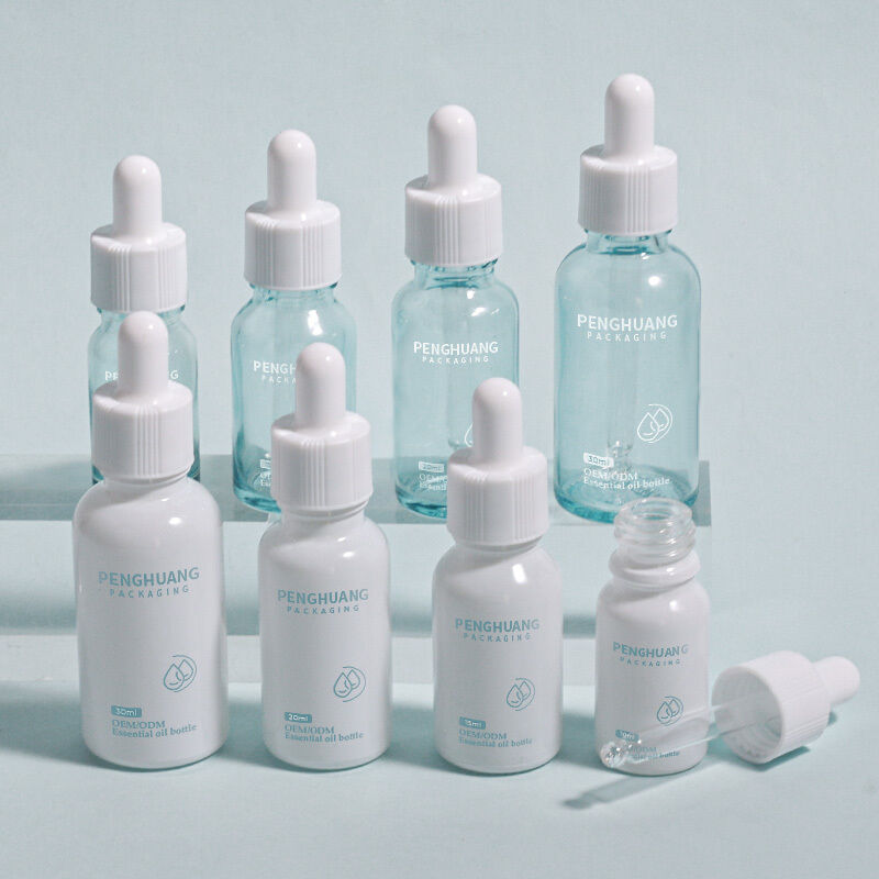 Glas olie dropper Glas fles logo Custom gladde container Ontworpen voor essentiële oliën serums en cosmetische toepassingen