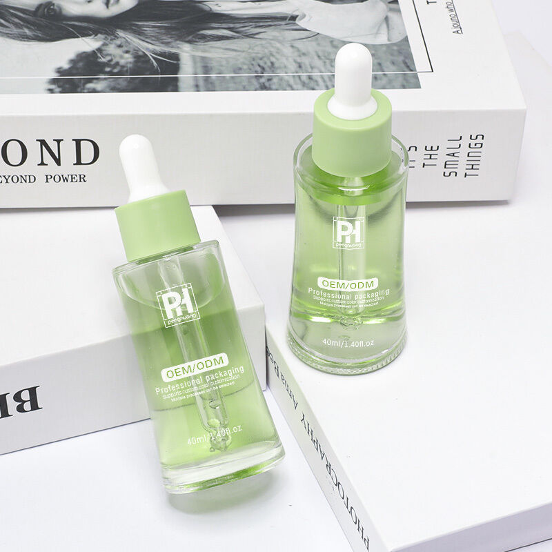 Lekvrije luchtdichte serum-druppelflessen met aangepaste kleur en logo-opdruk, geschikt voor cosmetische verpakkingsapplicaties