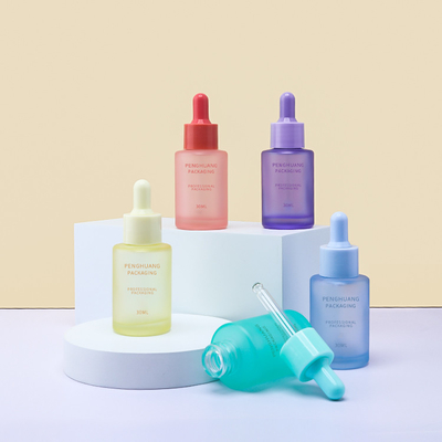 30ml de Flessen van het serumdruppelbuisje berijpten Kleurrijke Verpakkende het Glasetherische olie van Skincare
