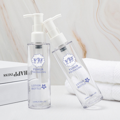 Aangepaste logo-cilinder PETG-lotionpompfles voor cosmetische verpakkingen