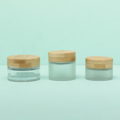 Van de het Glas Kosmetische Room van de gezichtsroom de Verpakkende Kruik 30g met Schroefbamboe GLB